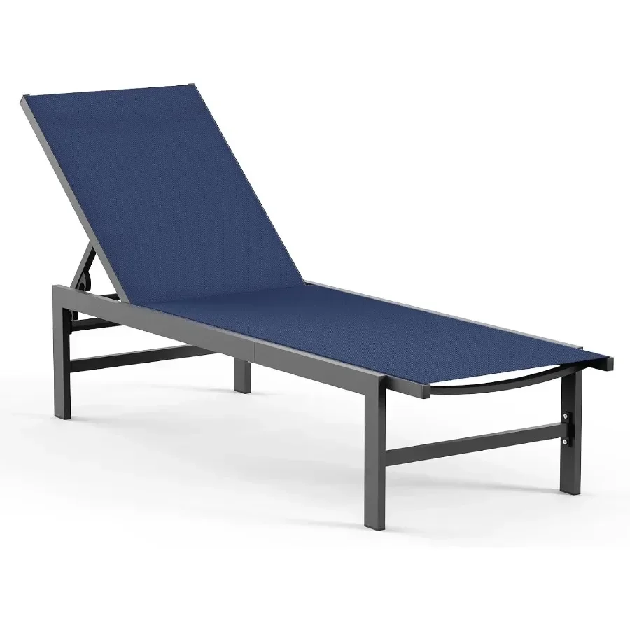 Lounge Chair Outdoor, Aluminum Pool Lounge Chairs with 5-Position Recliner, Patio Chaise Lounge Outdoor for Backyard, Poolside,