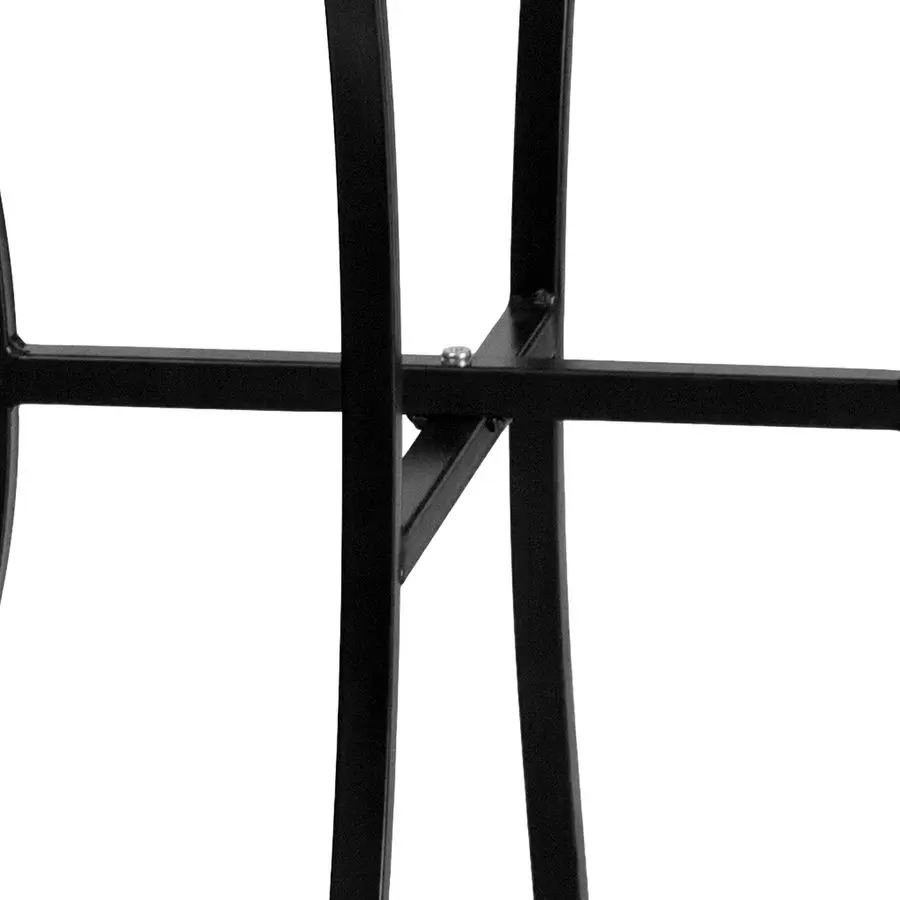 Meja Patio Baja Kelas Komersial Oia 28, Meja Makan Luar Ruangan Desain Bunga Hujan Persegi Modern, Hitam