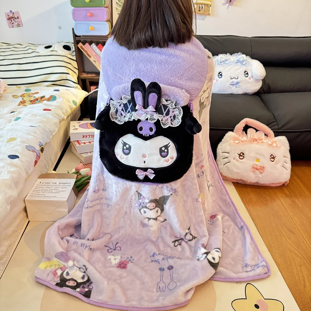 

Одеяло My Melody Hello Kitty из кораллового флиса, удобное одеяло для сна, постельные принадлежности, одеяло для автомобиля, спальни, офиса, одноразмерное одеяло для девочек