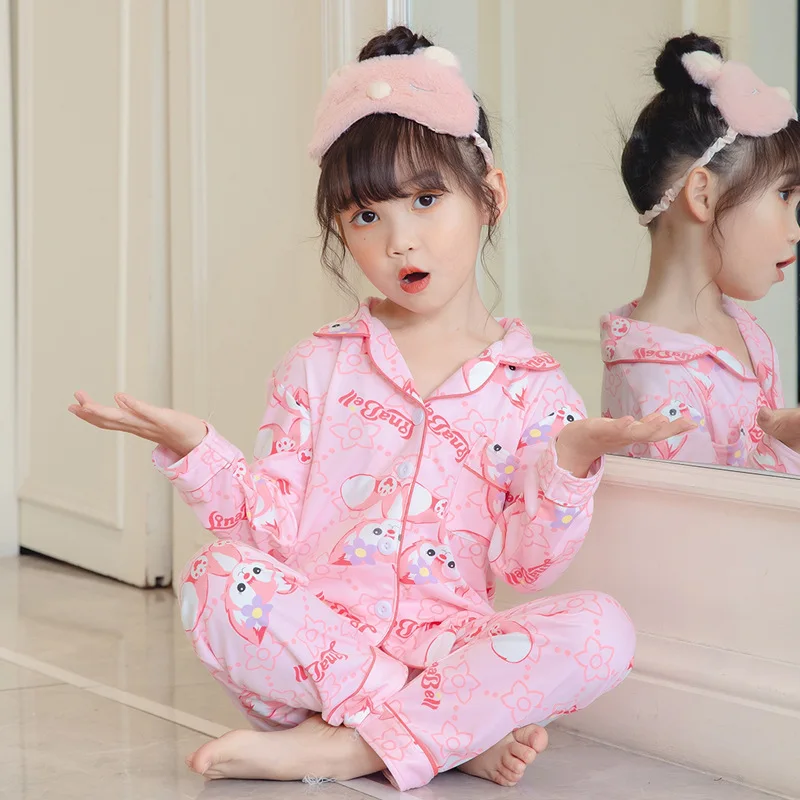 New Children\'s Pajamas Long Sleeve Spring And Autumn Cartoon Big Children\'s Home Furnishing Set