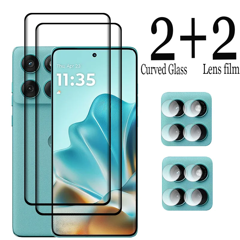 2+2/For Motorola Moto Edge 60Pro Edge 60Fusion Curved Screen Protector 3D Shockproof Anti-Scratch + Soft fiber Camera film