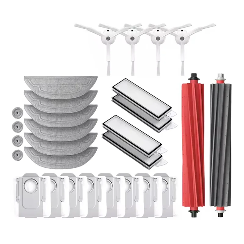 

-ABZD For Roborock S8 Maxv Ultra 28PCS Replacement Brush Dust Bag Mop Cloth Filter Set For Vacuum Cleaner