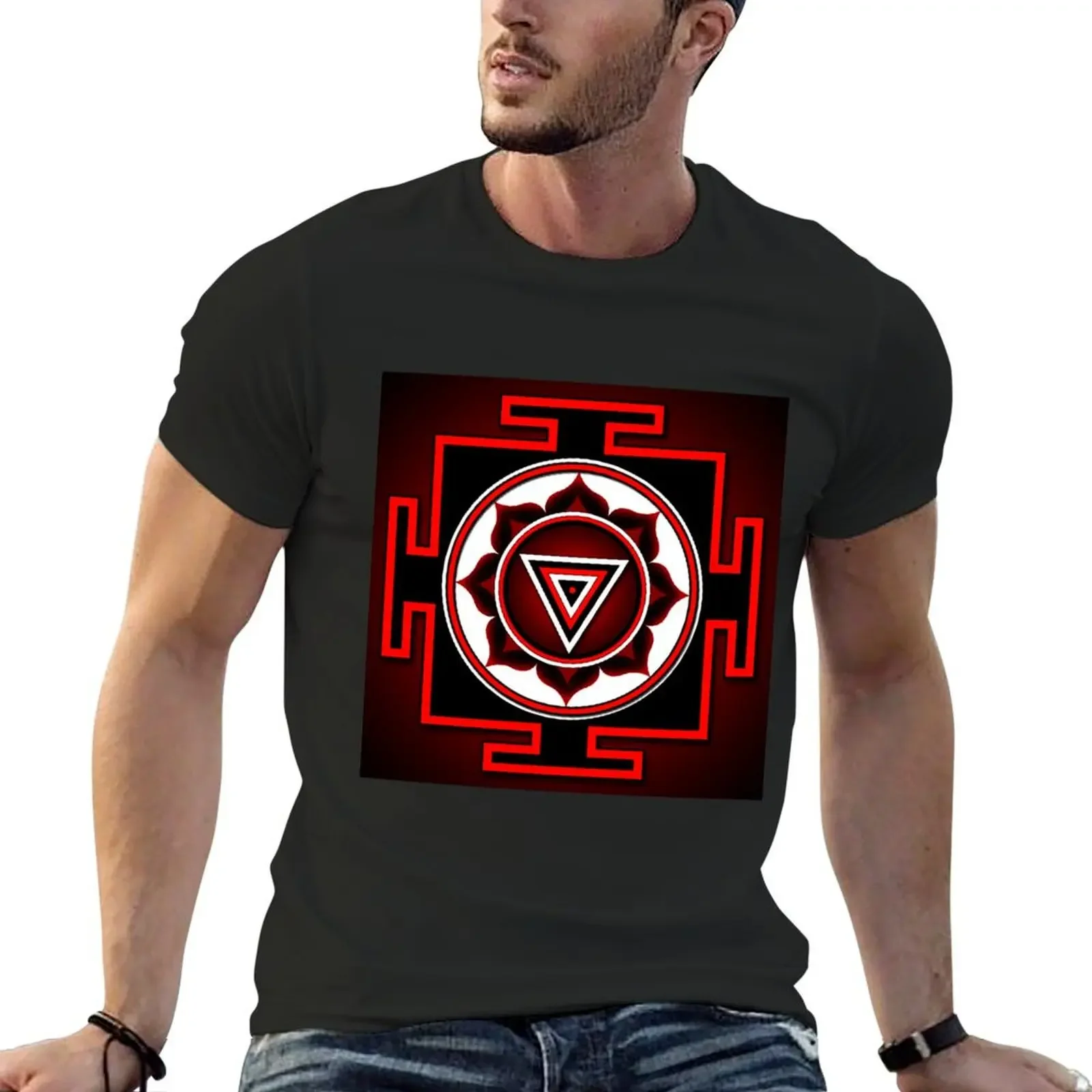 

Indian symbol of Kali Yantra T-Shirt vintage clothes graphics korean fashion men t shirts high quality