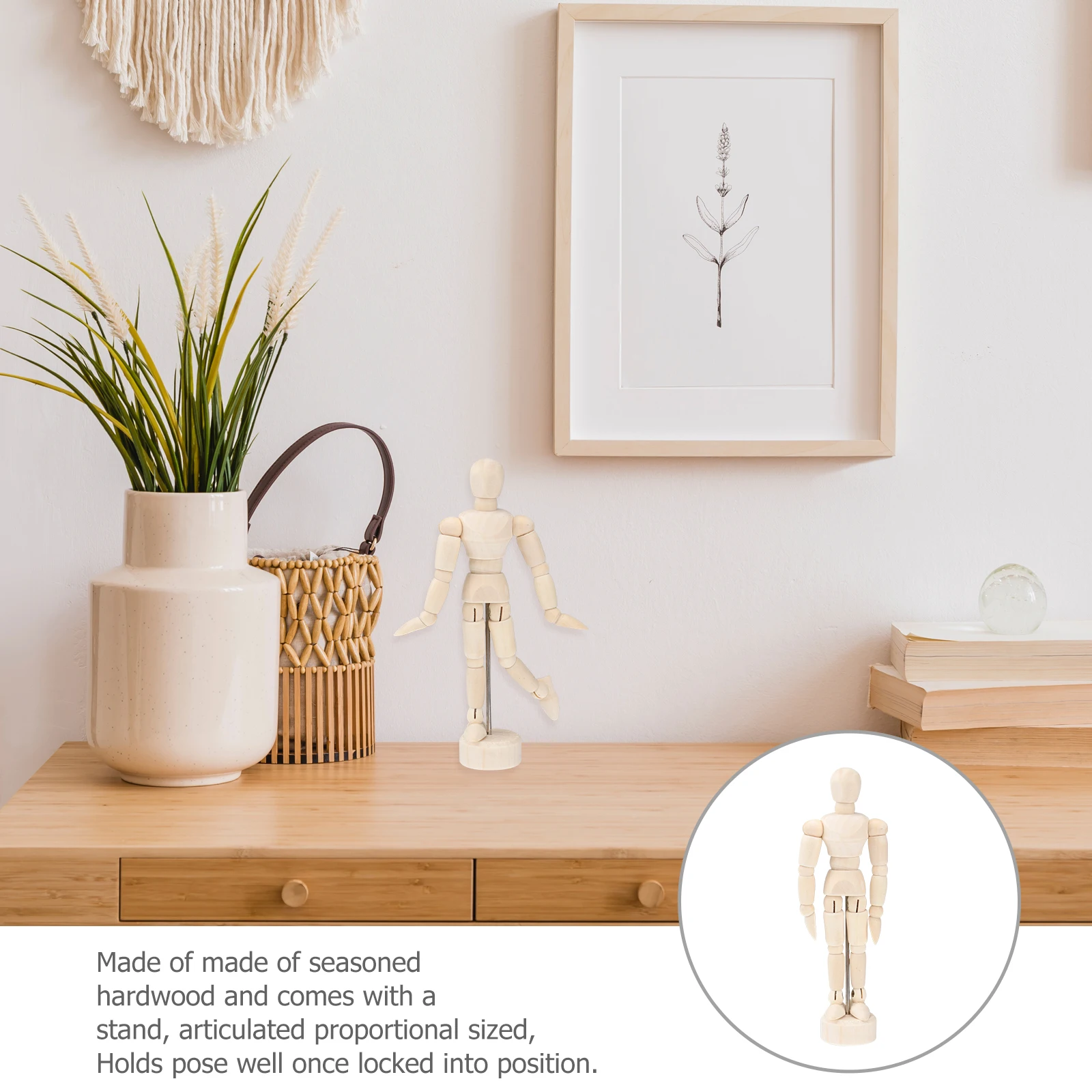

3pcs Wooden Mannequins Drawing Models Supplies Lightweight Portable Sketch Gifts DIY Tools Human Body Study Aids Bamboo