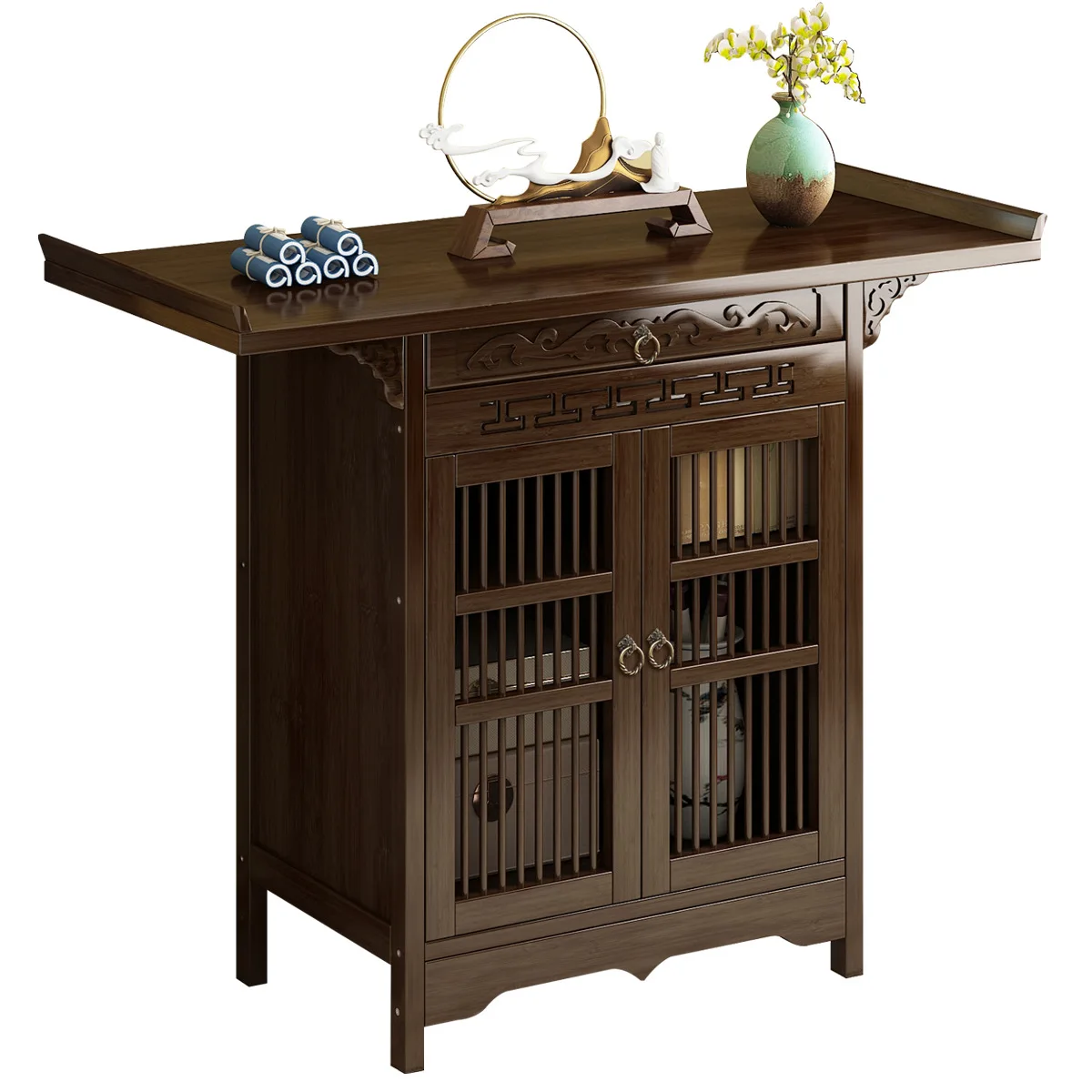 

New Chinese style, Xuanguan platform, light luxury, door, floor, household partition cabinet, supply table, case