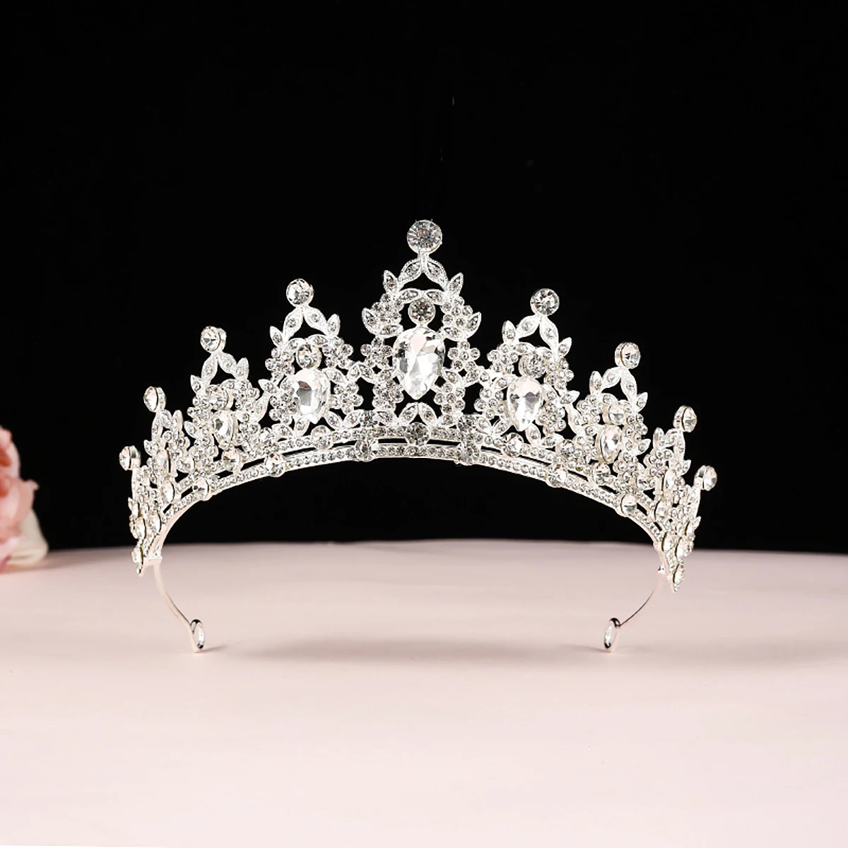 Svatební vlasy tiara broušené sklo svatební tiara koruna stříbro barva diadem závoj tiaras svatební vlasy příslušenství headpieces hlava šperků