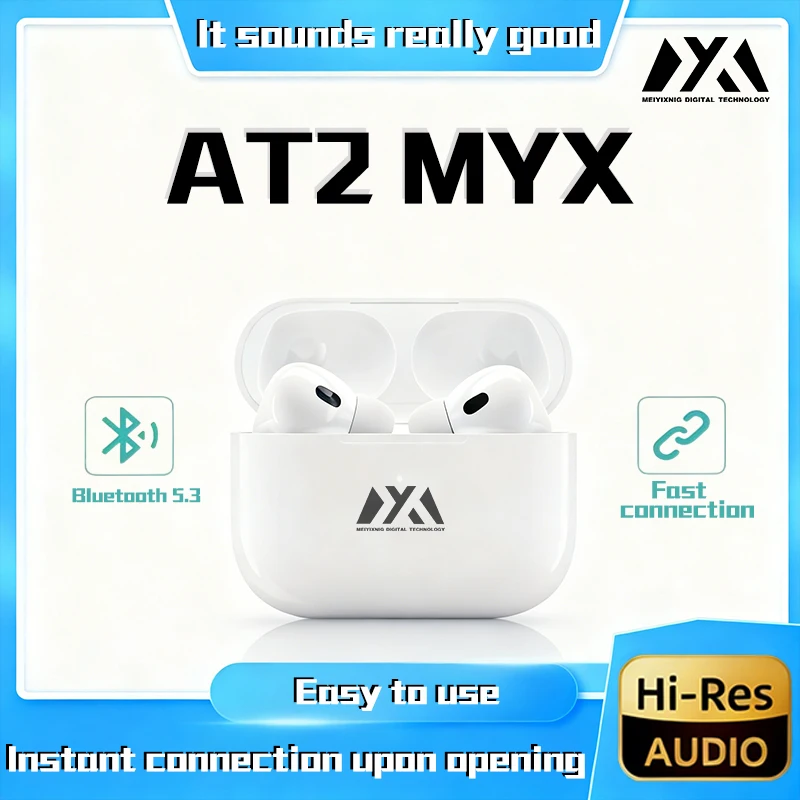 AT2 MYX-Wireless Bluetooth Earphones with Fast Charging, Crystal-Clear Call, Lightweight Design - Perfect for Work & Leisure
