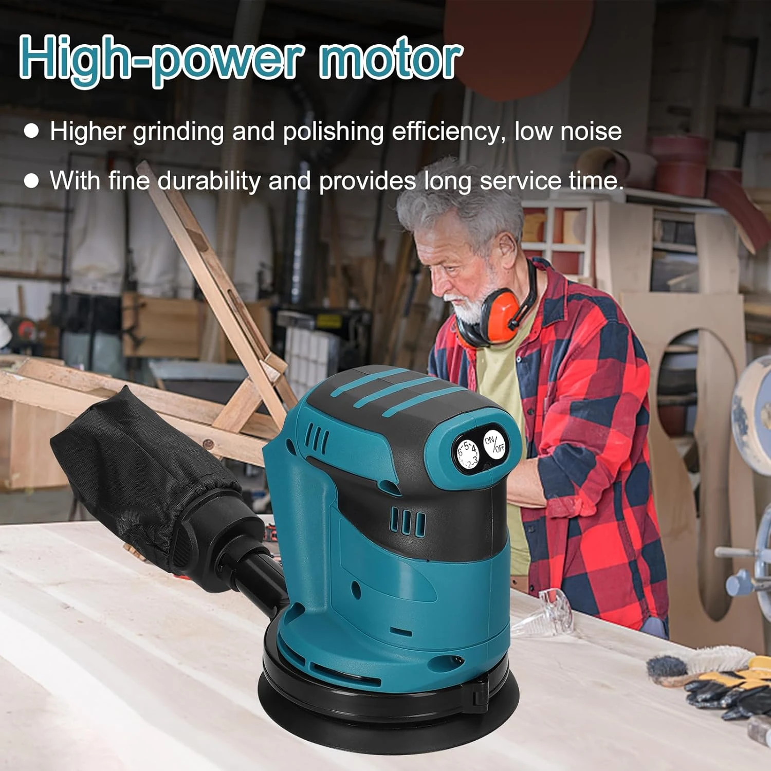 Powerful Cordless Brushless Random Orbit Sander with Storage Bag - 5'' Max. 24000RPM 6-Speed Variable Orbital Sander - Tool Only