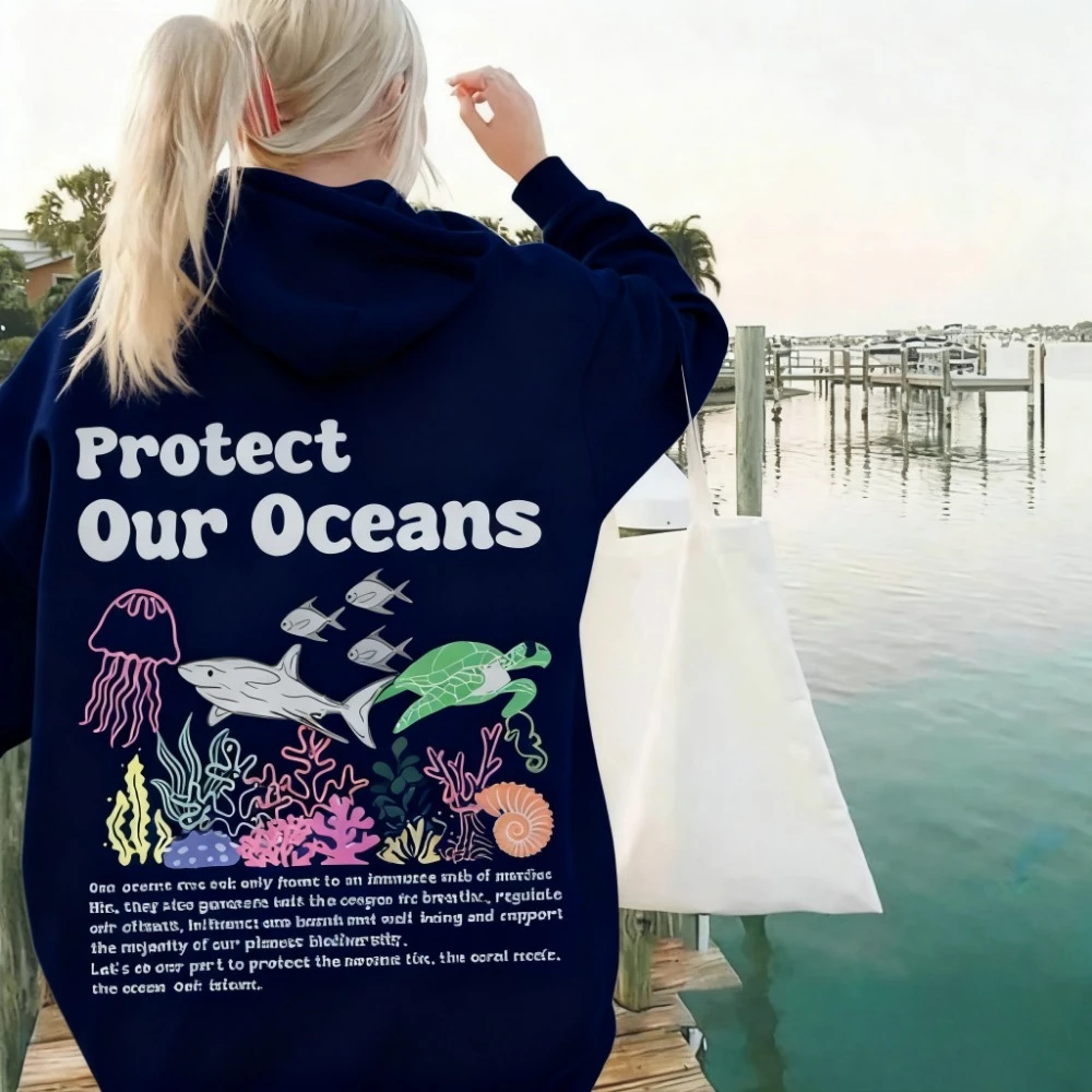 

Толстовка с капюшоном Protect Our Oceans, толстовка с изображением акулы, толстовка с капюшоном Save The Ocean Respect The Locals, пуловер для морского биолога, топы для серфинга