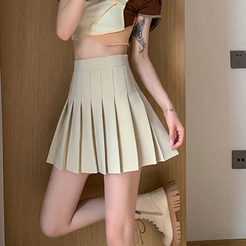 2023 Autumn Women Solid Color Mini Skirts Fashion High Waist Sexy Club Skirts Pleated Mini bodycon Skirts for Lady Girls