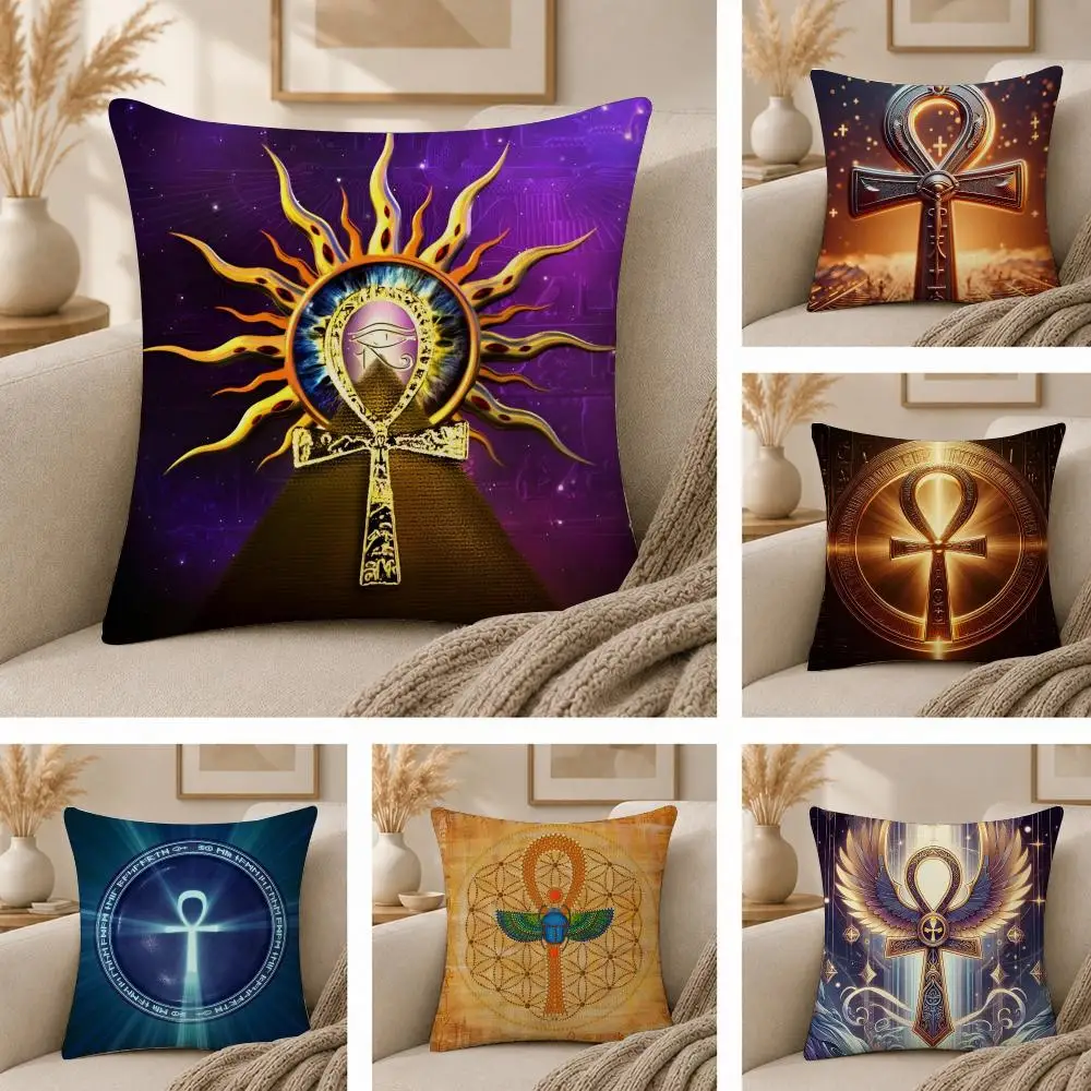 Ankh Cross Symbol Cushion Cover  Plush Fabric Soft Double Sided Print Sofa Cushion Cover Throw Pillow Covers