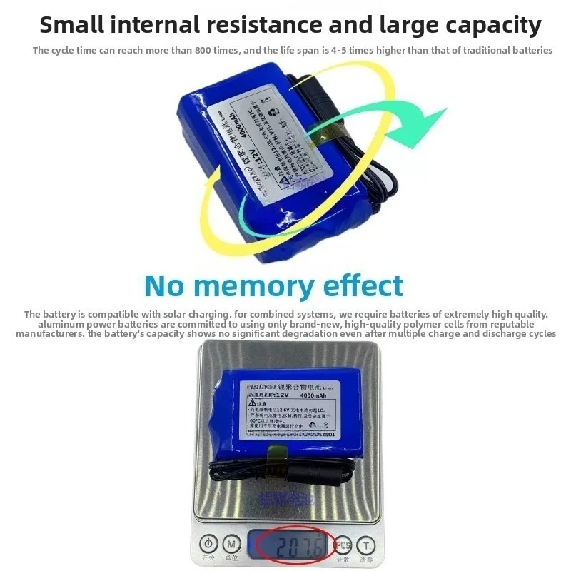 for Lede 12V 11.1V 12.6V Lithium Battery 4000mAh Polymer Li-ion Battery Pack with Protection Board