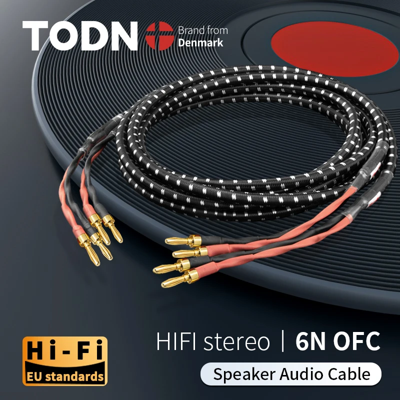 TODN HIFI speaker audio cable High-end stereo Amplifier cable High purity oxygen-free copper banana Gold-plated plug a pair