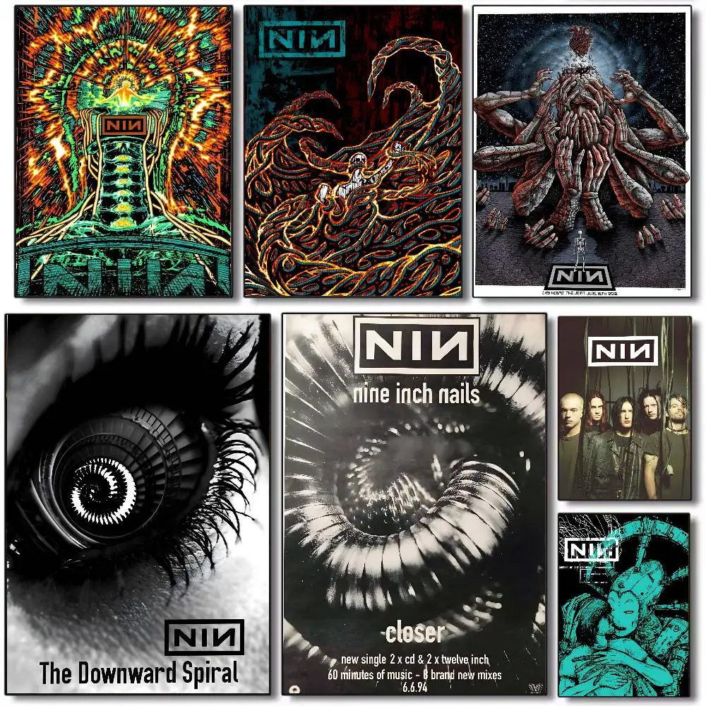 Band N-Nine I-Inch Nails Poster Art canvas HD aesthetic Printing Paper Wall Art for Living Room Bar fashion Home Decor