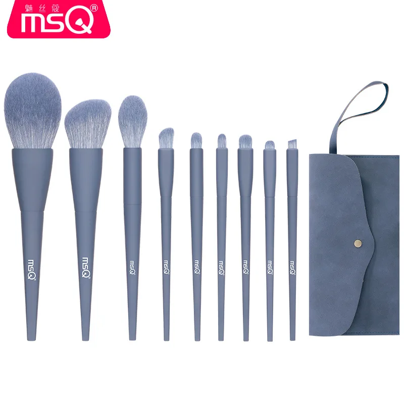MSQ/Mesco-Juego de brochas de maquillaje azul, 9 veces, juego completo de brochas, colorete, polvo suelto, sombra de ojos, herramientas de belleza, delineador de ojos