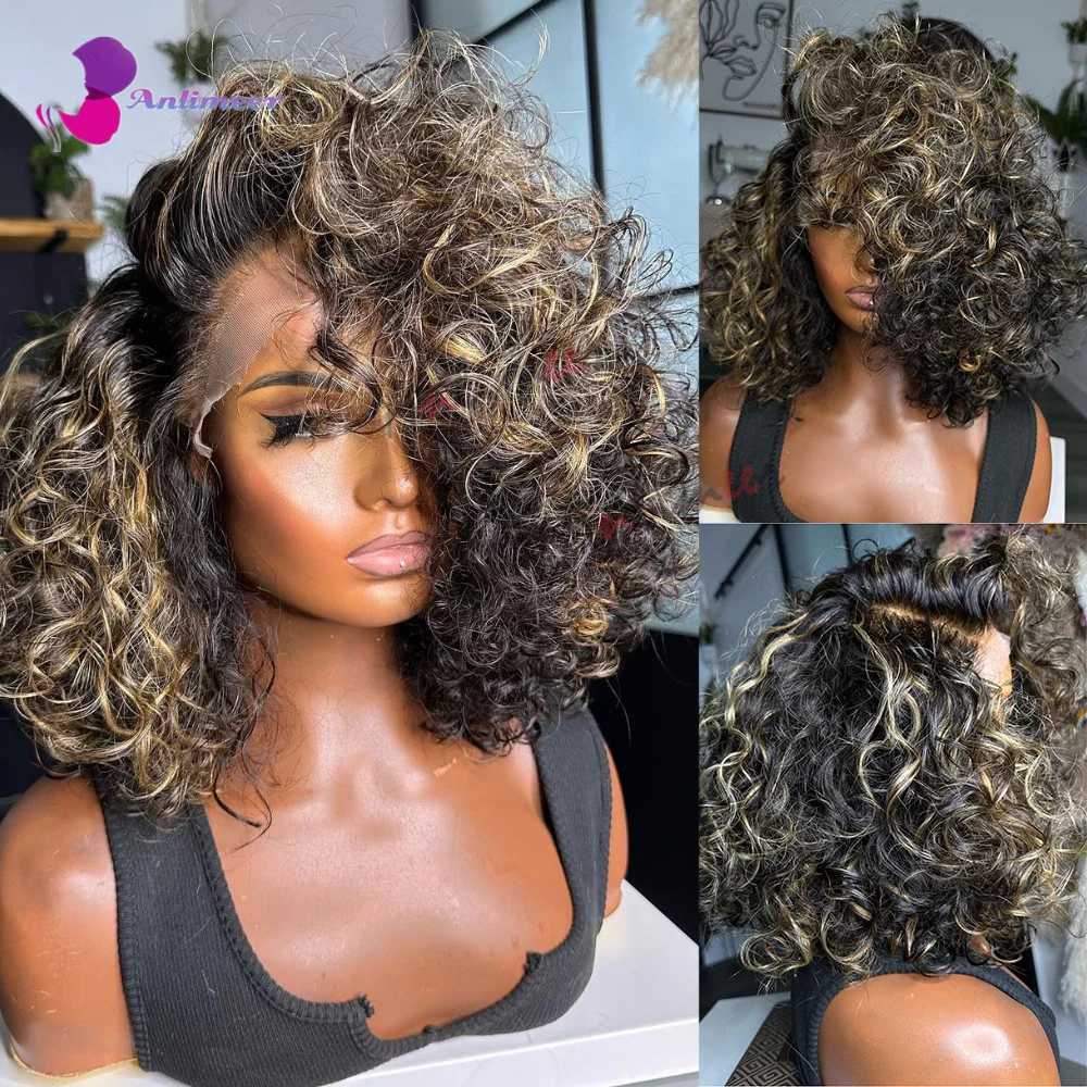 Afro Wig Human Hair Short Bouncy Wig 360 Wig Human Hair Full Lace 100% Human Hair Lace Front Wigs Transparent Lace Front Wigs