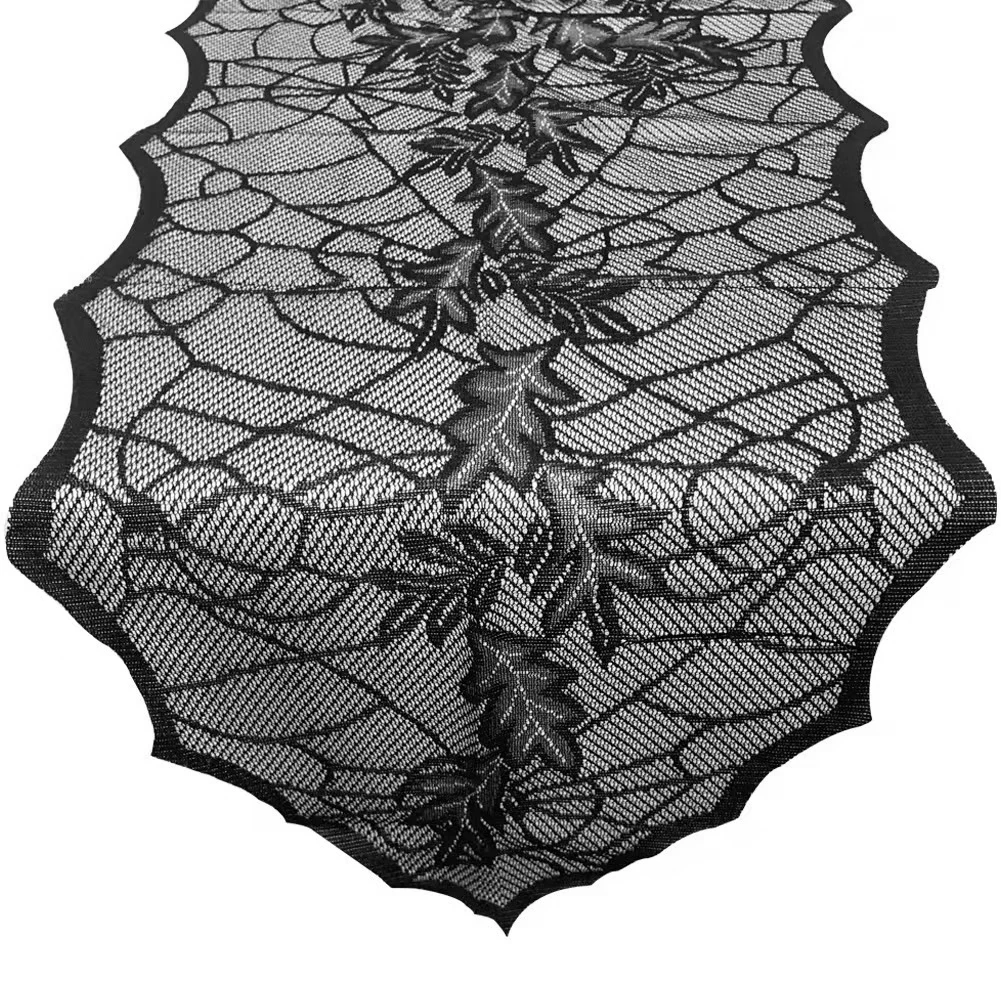A Black Lace Plant Flower Tablecloth For Family Table Flags, Polyester Weave Water And Oil Resistant, Machine Washable