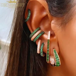 1 PIECE Micro Pave Colorful Cz Rainbow Green Blue Red White Zirconia No Pierced Ear Cuffs Earrings Women Fashion Charm Jewelry