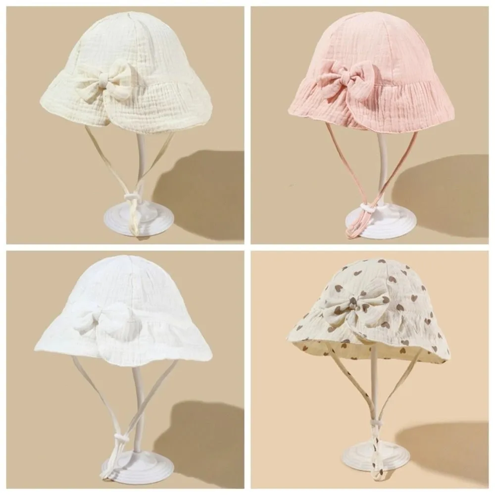 

Sweet Cotton Toddle Bucket Hat Bowknot Love Heart Baby Sunhat Sunscreen Wide Brim Infant Fisherman Hat Baby