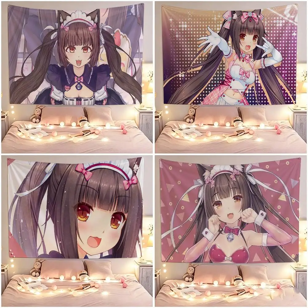 A-Nekopara Chocola Flags Wall Hanging Tapestry Outdoor Garage Room Decorative flag Background Blanket