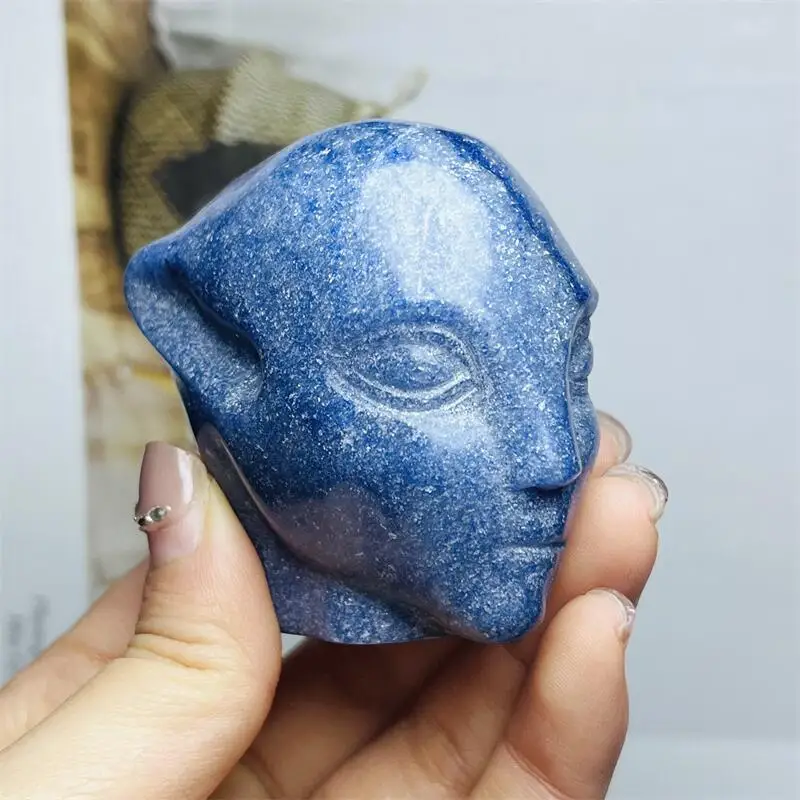 Natural Green Aventurine Alien Skull Carving Statue Realistic Feng Shui Healing Reiki Ornament Art Collectible Gift 1PCS