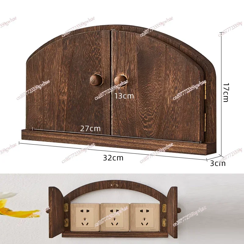 Solid Wood Switch Covers Double Door Switch Protective Cover Creative Socket Dust Covers Retro Living Room Wall Decoration