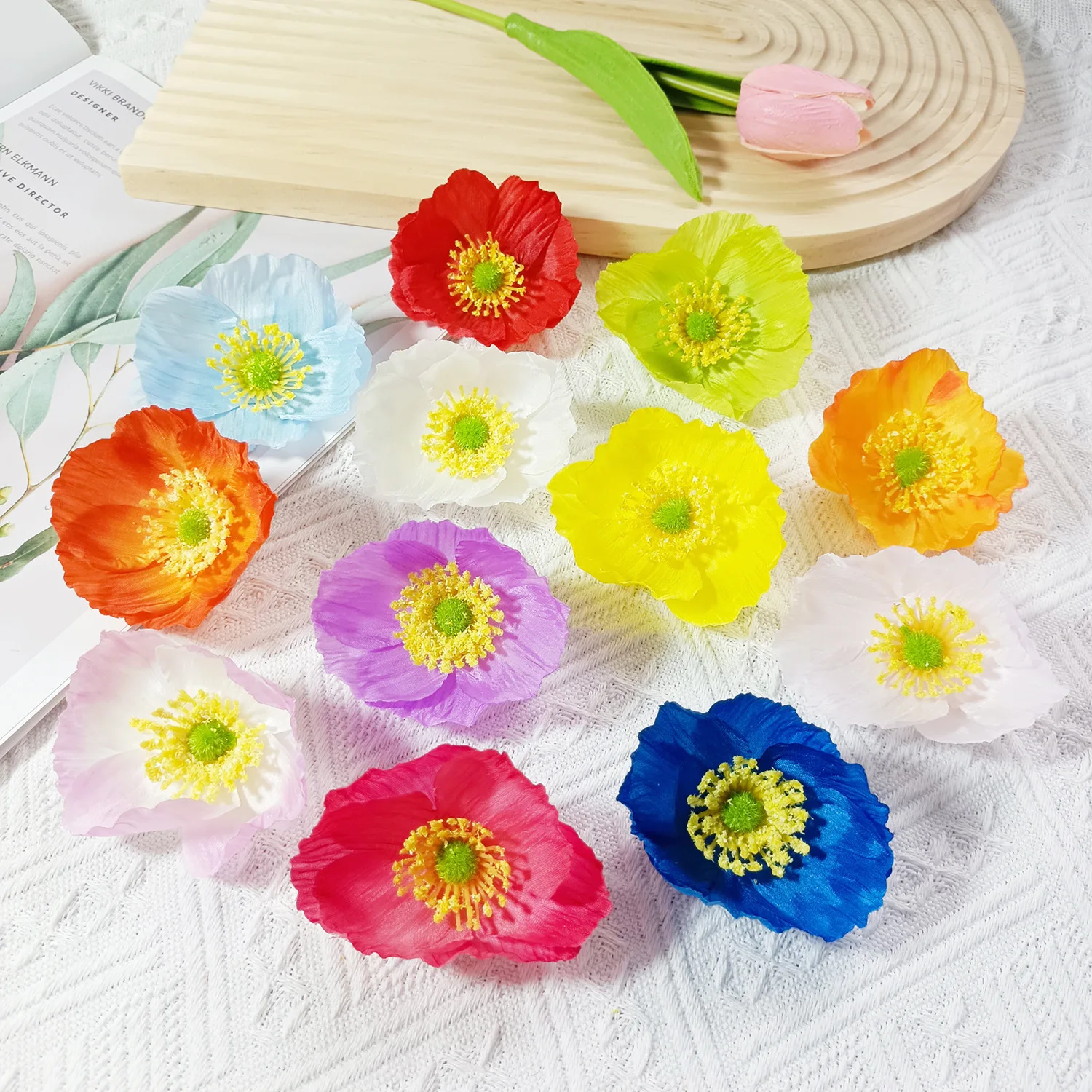 

5/10/20Pcs 7.5cm Silk Artificial Poppy Flower Heads For Wedding Party Home Room Decoration DIY Accessories Fake Flowers Crafts