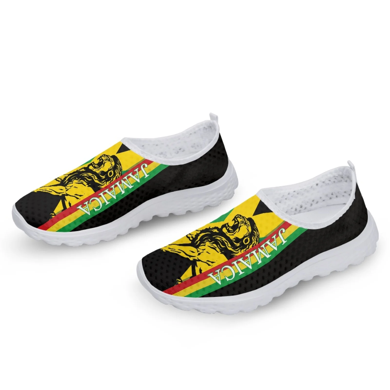 INSTANTARTS Fashion Jamaica Printed Ladies Flat Shoes Outdoor Breathable Mesh Sneakers for Women Lightweight Slip-on Loafers Hot