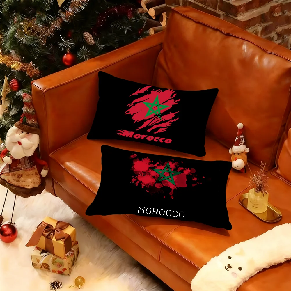 Marokko-Flagge, Reisepass-Kissenbezug, rechteckiger Kissenbezug, bedruckt, für Nachttisch, Sofa, Zimmer, Heimdekoration, Kissenbezug