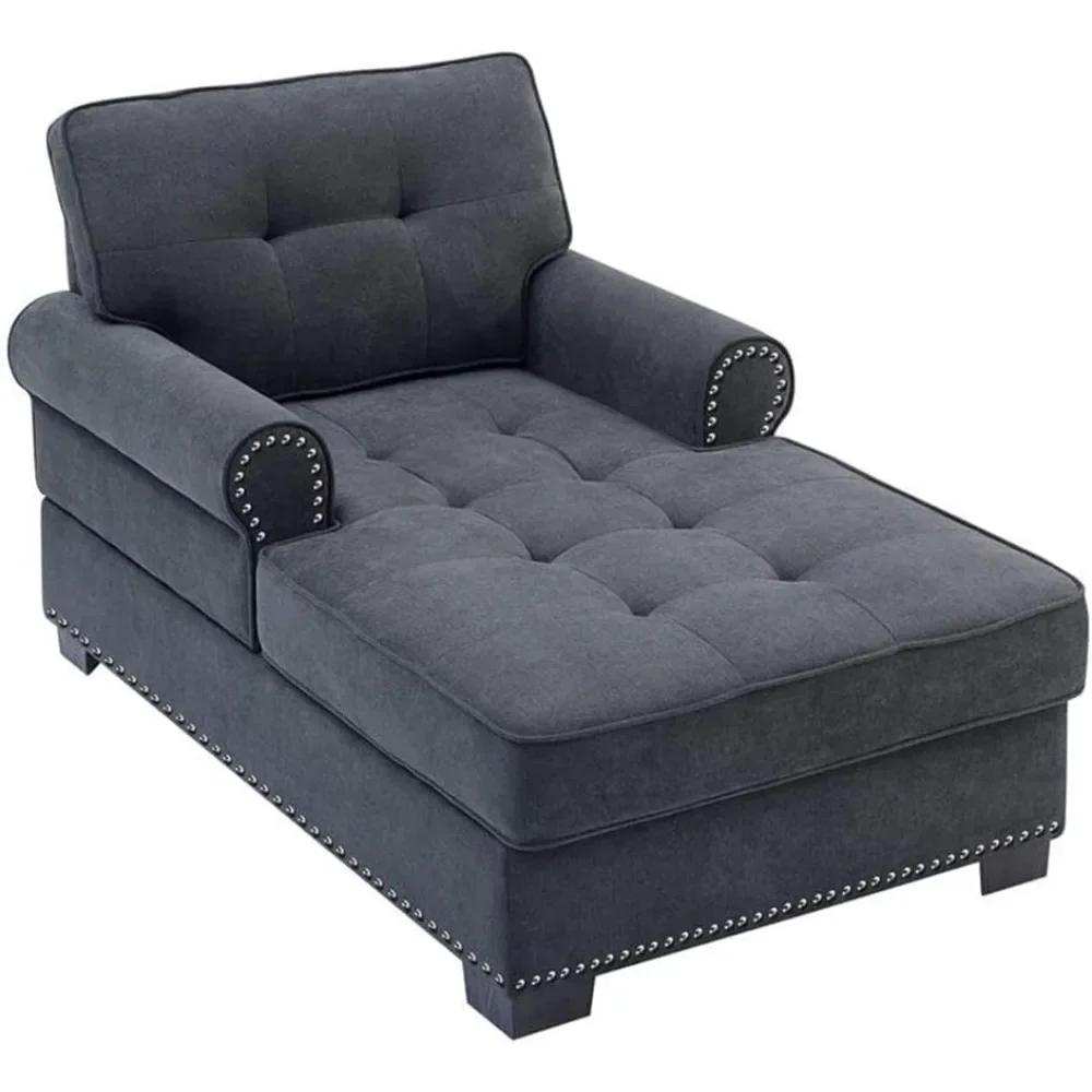 

Elegant Modern Linen Fabric Indoor Chaise Lounge Chair with Adjustable Backrest for Living Room Furniture Decor