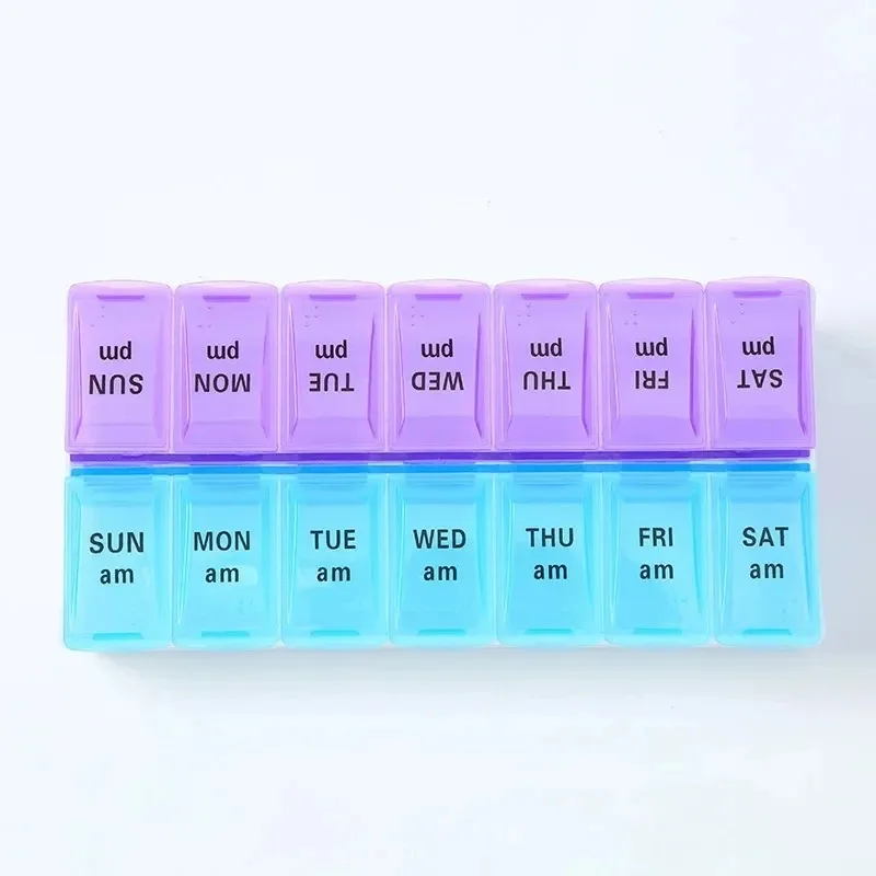 منظم حبوب الدواء الأسبوعي - حامل حبوب الصباح والليل مع علبة مدمجة، نظام إدارة الأدوية لمدة 7 أيام #5