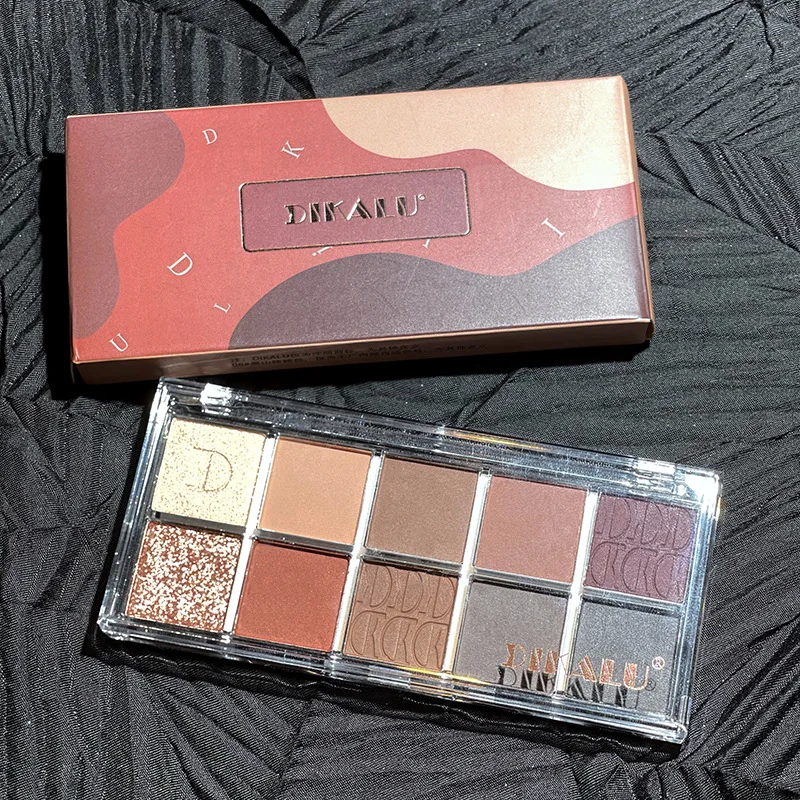 10 Pan Eyeshadow Palette Matte Shimmer Finish Smokey Neutral Brown for Day Night Makeup Long Lasting Pigment