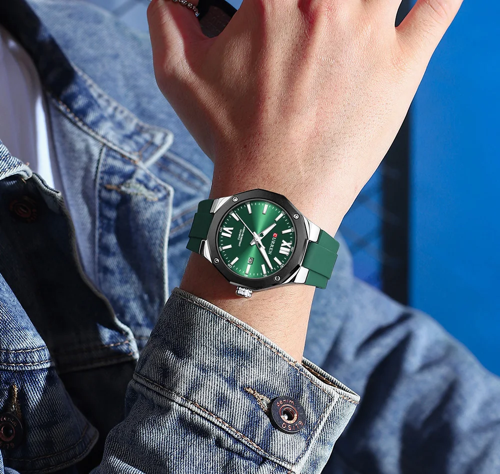 CURREN Einfache Luxus-Herrenuhren Neue Business-Quarz-Armbanduhr mit Silikonarmband Leuchtende Zeiger Wasserdichte Uhr – Detail 11