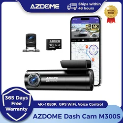 AZDOME M300S Dash Cam 4K+1080P Car Rear Camera Dash Cam 800MP Lens Built-in GPS WIFI Car DVR Voice Control Night Vision 후방카메