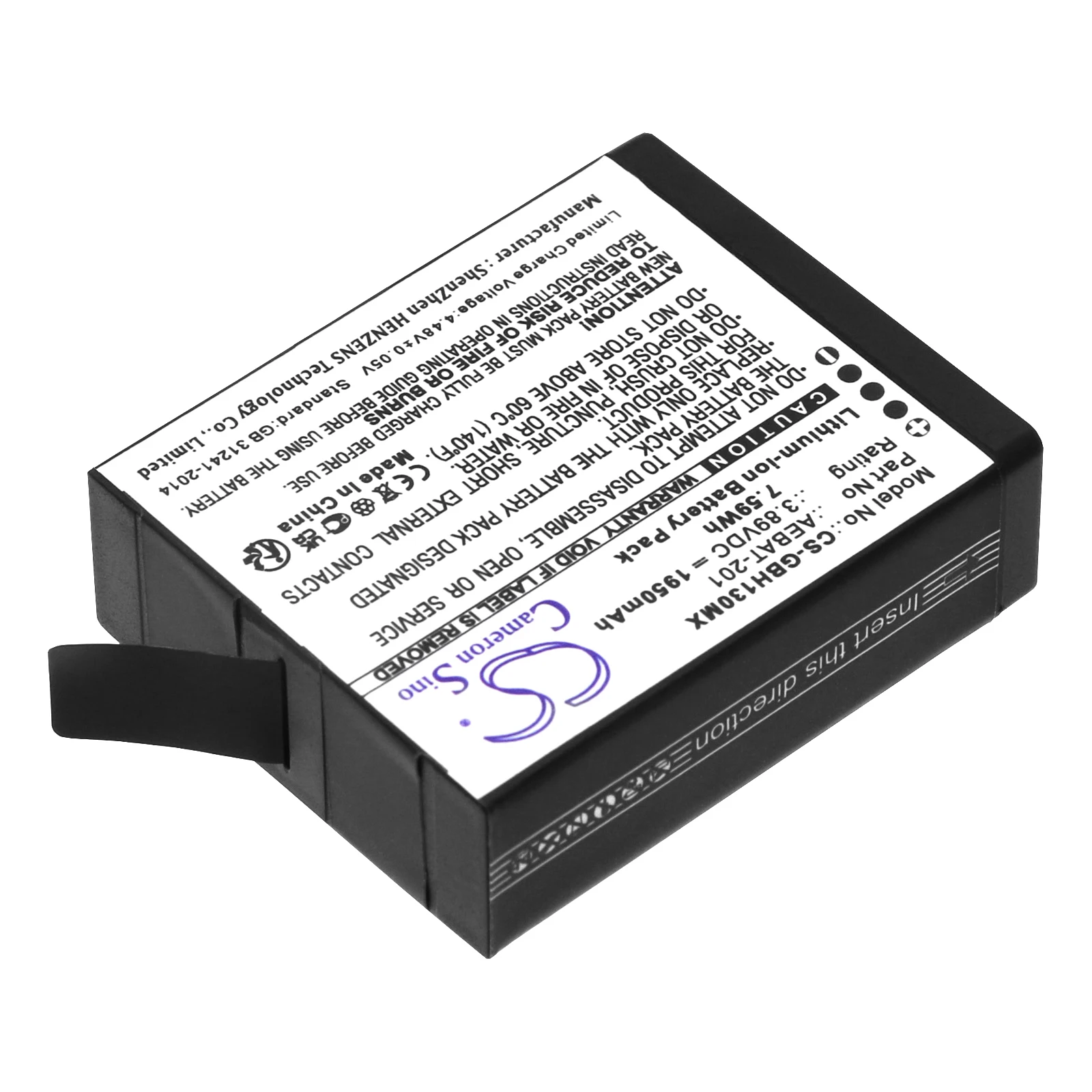 CS Replacement Battery For GoPro Hero 13 AEBAT-201,CAAGPO1912 1950mAh / 7.59Wh Camera