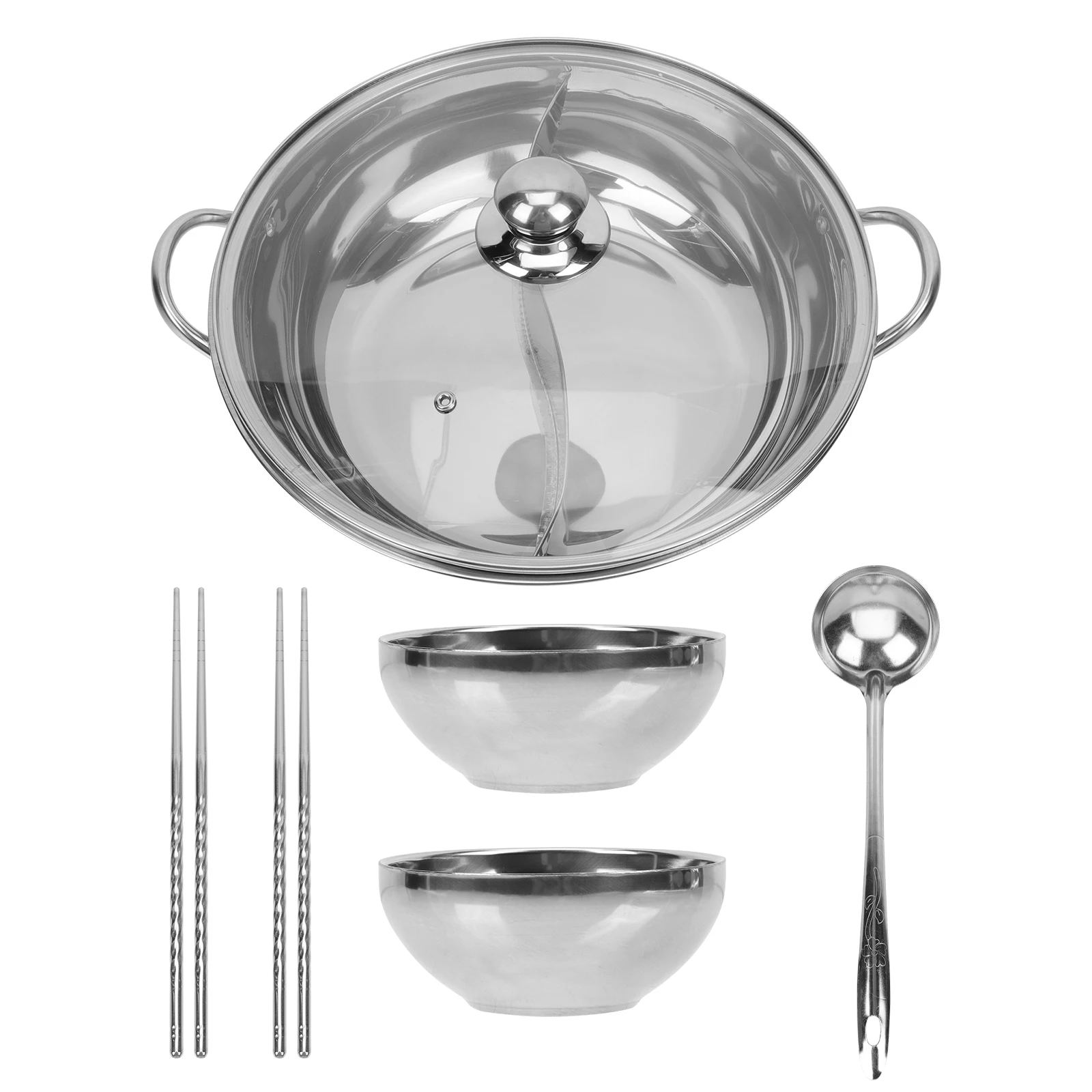 

Double Flavor Hot Pot Stainless Steel Divider Pan Easy Clean Gatherings Gas Stove Induction Cooker Electric Ceramic Stove Anti