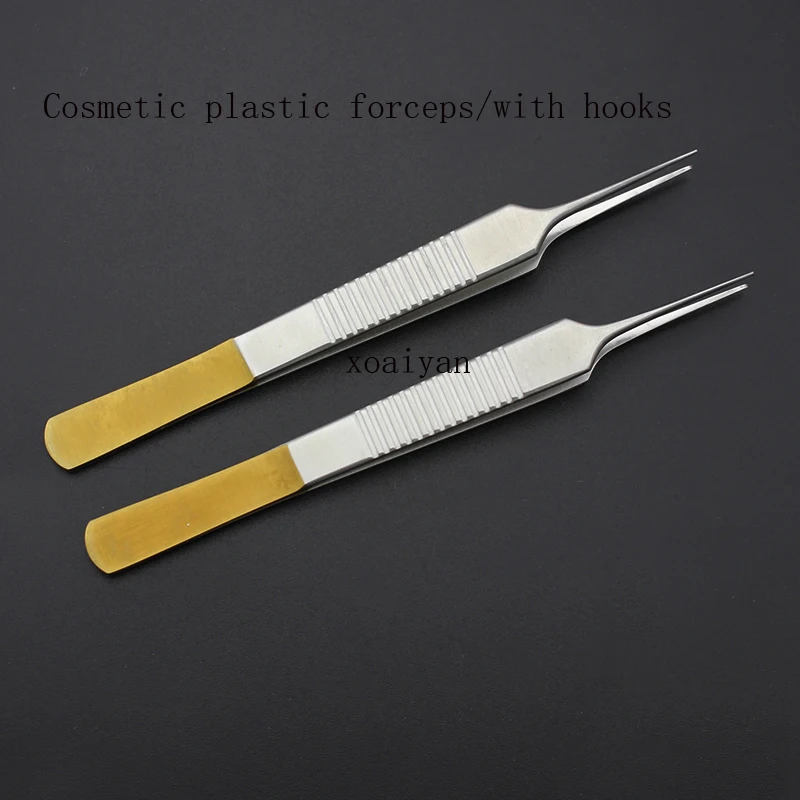 Plastic beauty microscopic tweezers instrument double eyelid premium fat tweezers with tooth tweezers tool