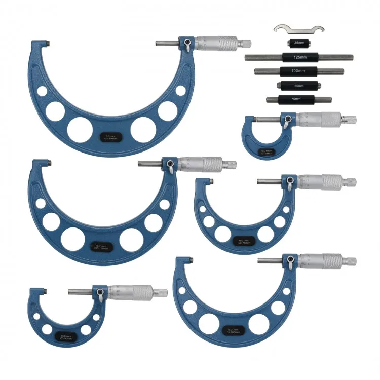 Imagem -05 - Conjunto Micrômetro Exterior 0.01 mm Precisão Carbide Micrômetro Conjunto Métrico Medidor Vernier Caliper Medidor Ferramentas de Medida Pcs 0150 mm