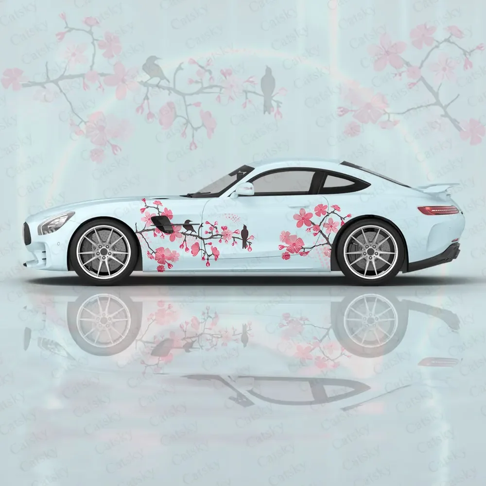 

Цветочная ветка, птицы, автомобильные виниловые наклейки, самоклеящаяся наклейка из ПВХ, подходит для грузовиков, внедорожников, украшения, автоаксессуары, подарок
