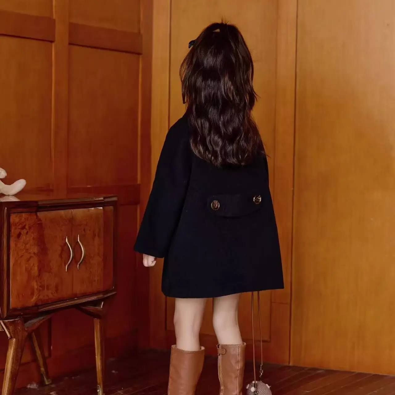 

2-9 Years Girls' Woolen Coat Autumn And Winter 2026 New Children's Cotton Thick Fashionable Jacket Overcoat