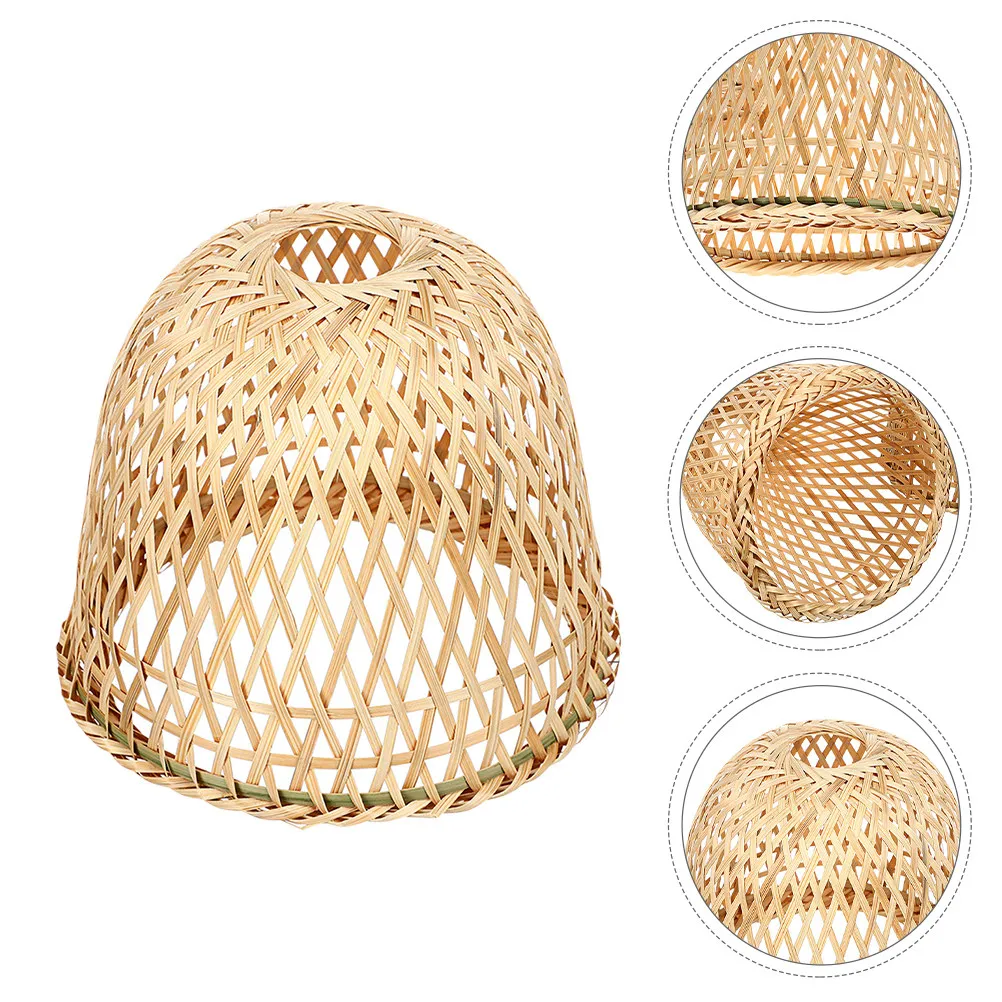 

3Pcs Woven Bamboo Lampshade Handmade Vintage Style Soft Lighting Fixture for Tea Hotel Corridor Table Lamp 42Mm Bulb