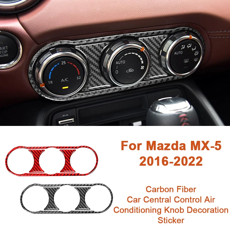 For Mazda MX-5 MX5 Nc Miata 2016-2022 Roadster Central Control Air Conditioning Knob Carbon Fiber Interior Sticker Car Styling