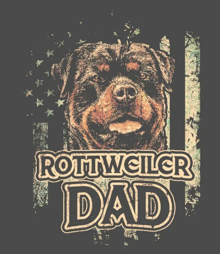 Rottweiler Dad Patriotic American Flag Dog Lovers Gift T Shirt. Short Sleeve 100% Cotton Casual T-shirts Loose Top Size S-3XL