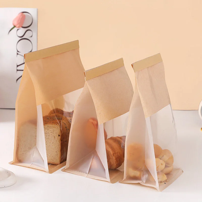 

500Pcs/Lot Toast Bag Packaging Bag Self Sealing Bread Bag Wire Rolled Edge Baking Transparent Biscuit Cake Bag Sealed Tea