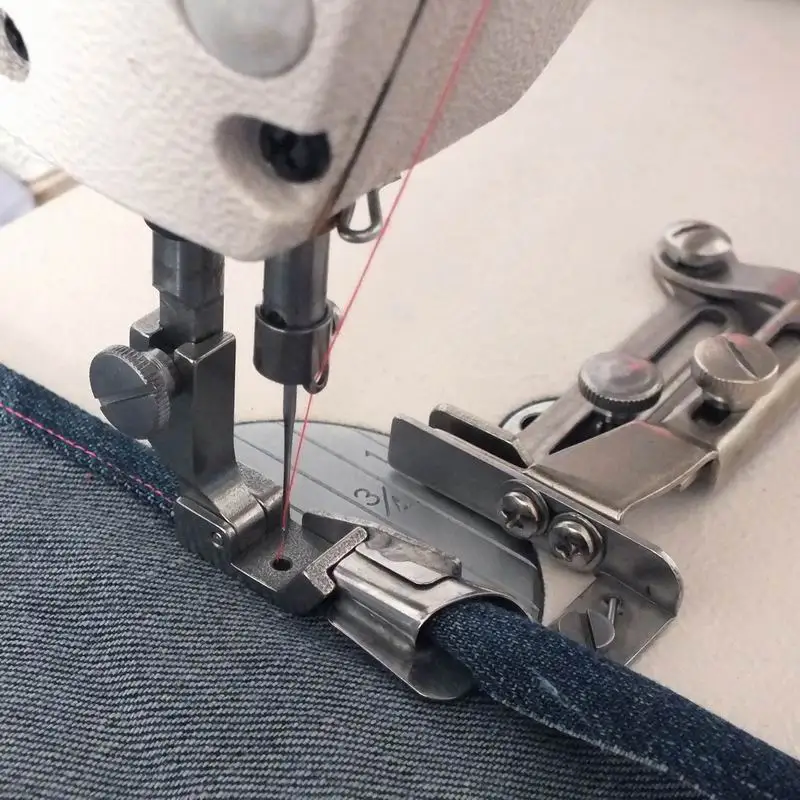 Spring Type Swing Hemmer for Industrial Sewing Machine Parts Apparel Crimping Presser Foot Thick Material Crimping Folder Binder
