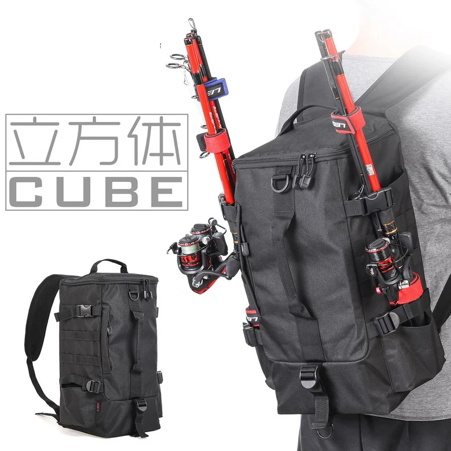 

Multifunctional Men's Fishing Backpack Waterproof Oxford Bucket Shoulder Bag Portable Outdoor Fish Rod Storage Rucksack Tackle