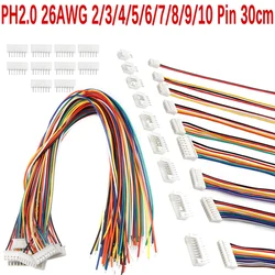 10Sets Pitch Male Female Plug 24AWG Wire Cable Connector 2/3/4/5/6/7/8/9/10 Pin Socket JST XH2.54 XH 2.54mm 15cm Wire Length