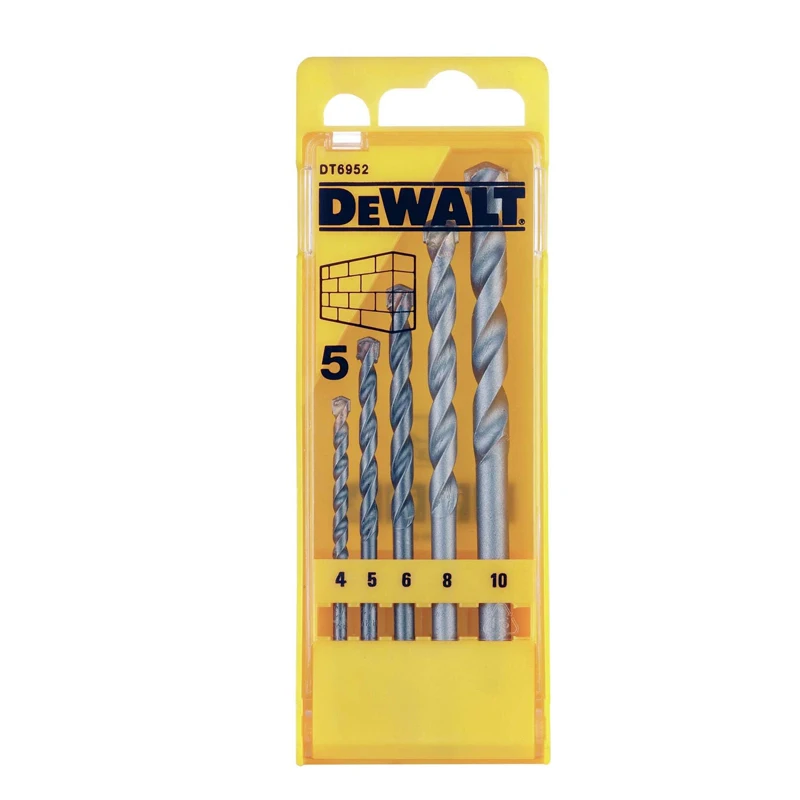 DEWALT DT6952 Masonry Twist Drill Bit-Set Wear Resistant Multifunctional Bits Power Tool Accessory 4,5,6,8,10MM 5-Piece
