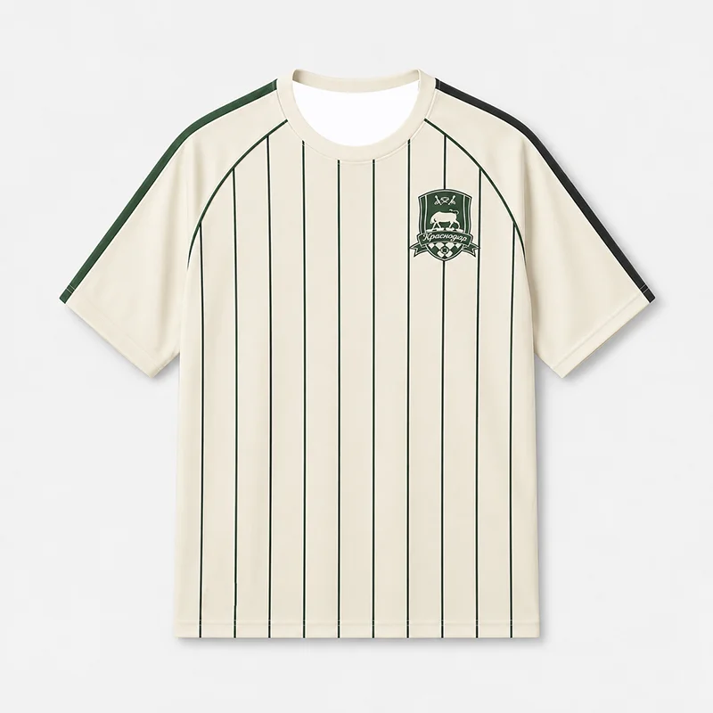 2026-27 Men Women FC Krasnodar Retro Replica Soccer Jersey Cream Base Green Vertical Stripes Short Sleeve Football Fan Shirt