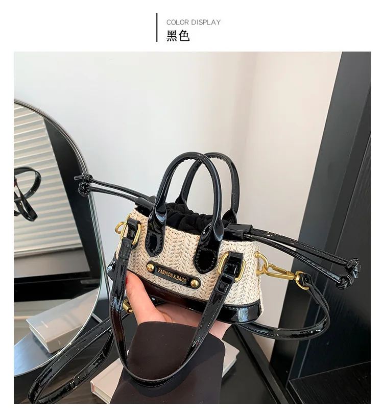 Mini Cute Fashion Straw Woven Crossbody Bags New Small Luxury Designer For Women Handbag And Purse Summer Beach Coin Wallet 2024